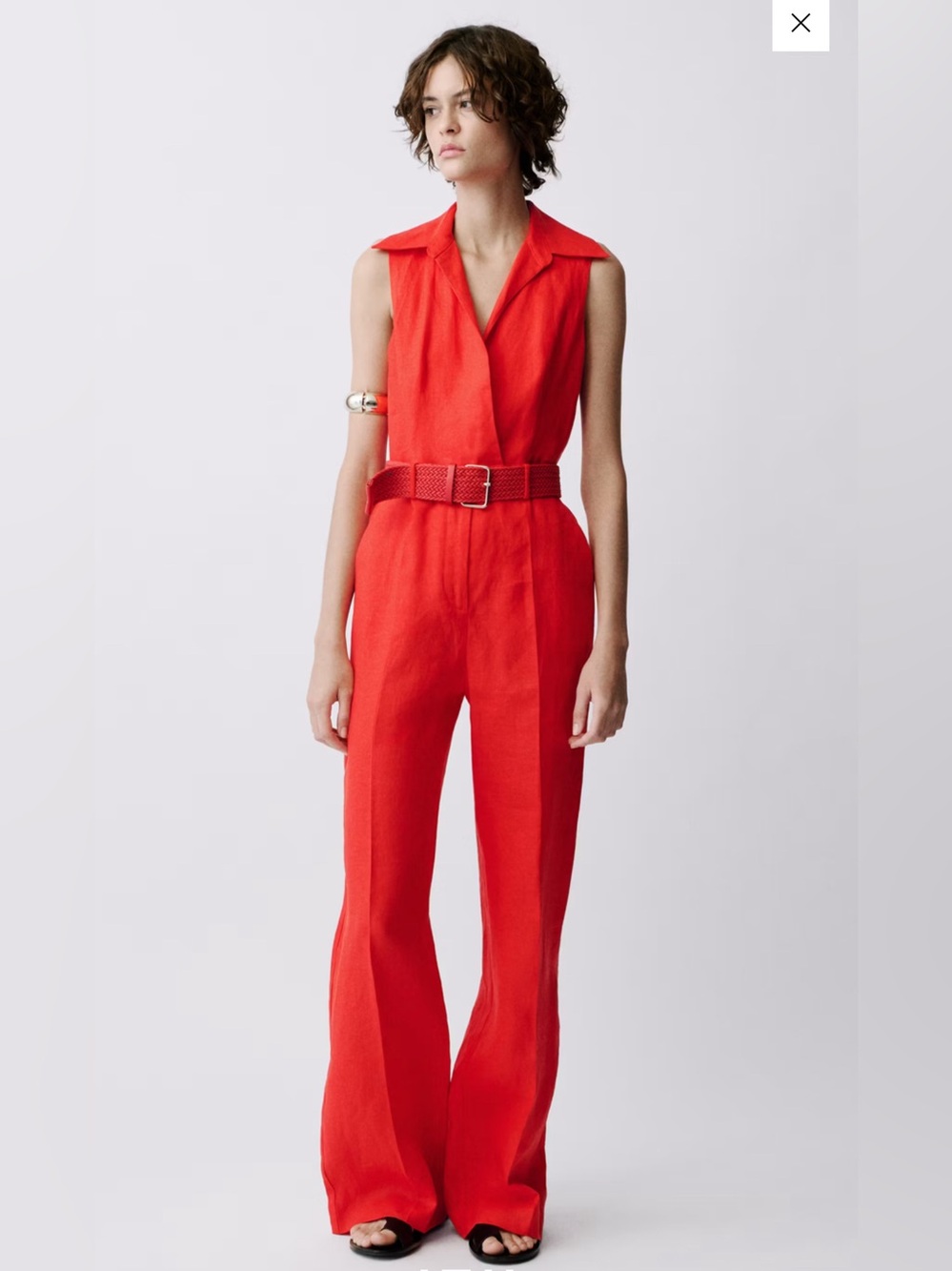 Mango LINEN SHIRT JUMPSUIT WITH BELT